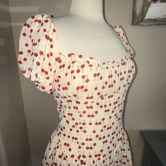 NWT Reformation x Anthropologie Womens Cherry Davonne Mini Dress Cream Sz 8 - Picture 11 of 16